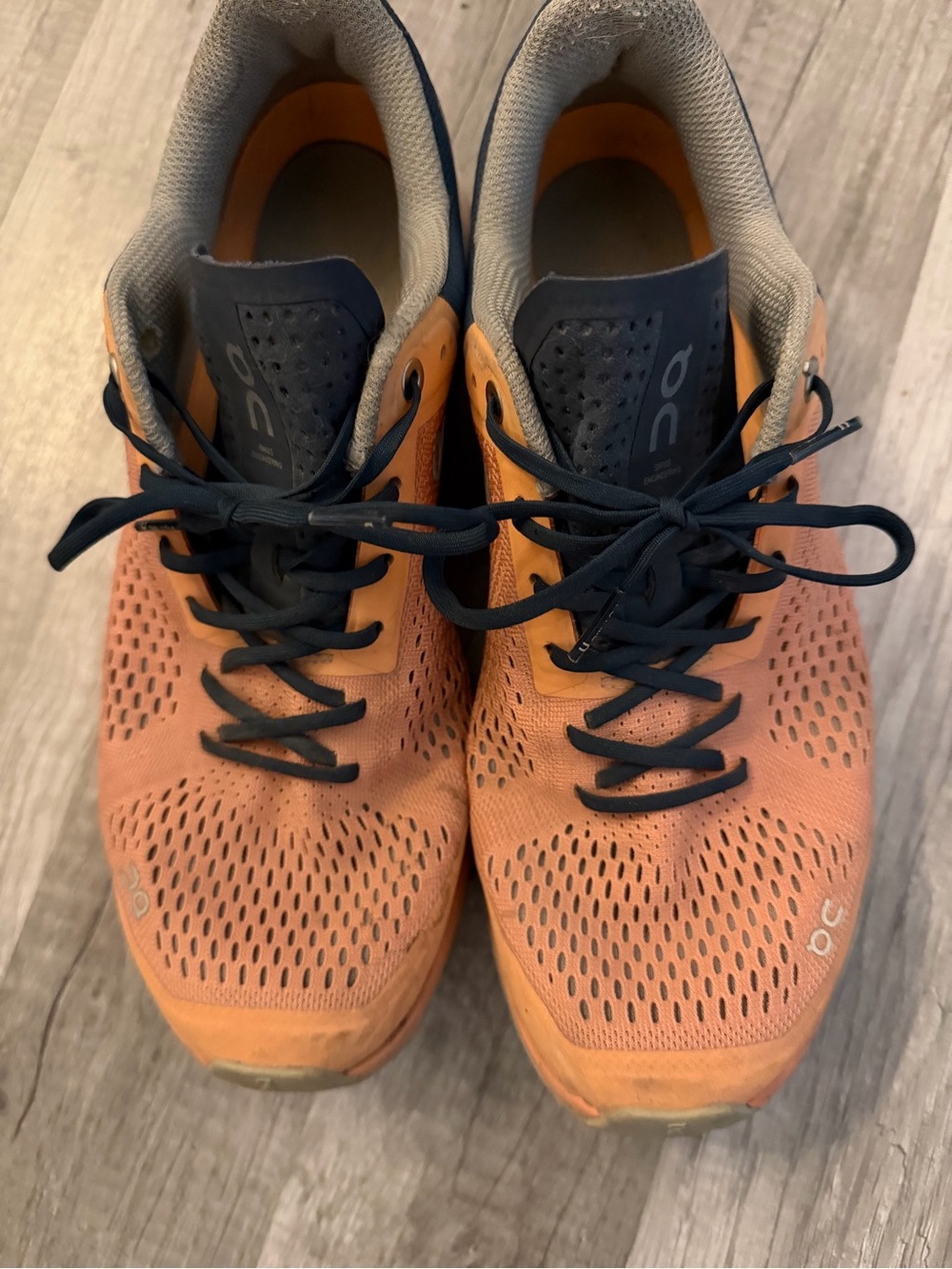 On Running Women's Coral/pink and Navy Athletic Running Shoes